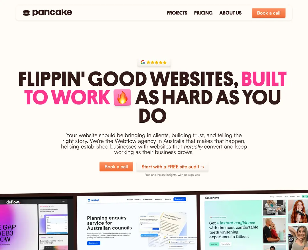 Pancake Web Studio — 기타 포트폴리오 웹사이트 디자인 레퍼런스