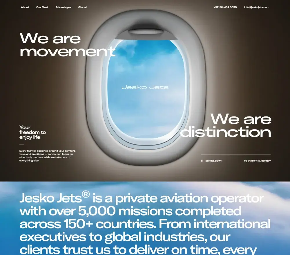 Jesko Jets — 여행/호텔 소개 웹사이트 디자인 레퍼런스