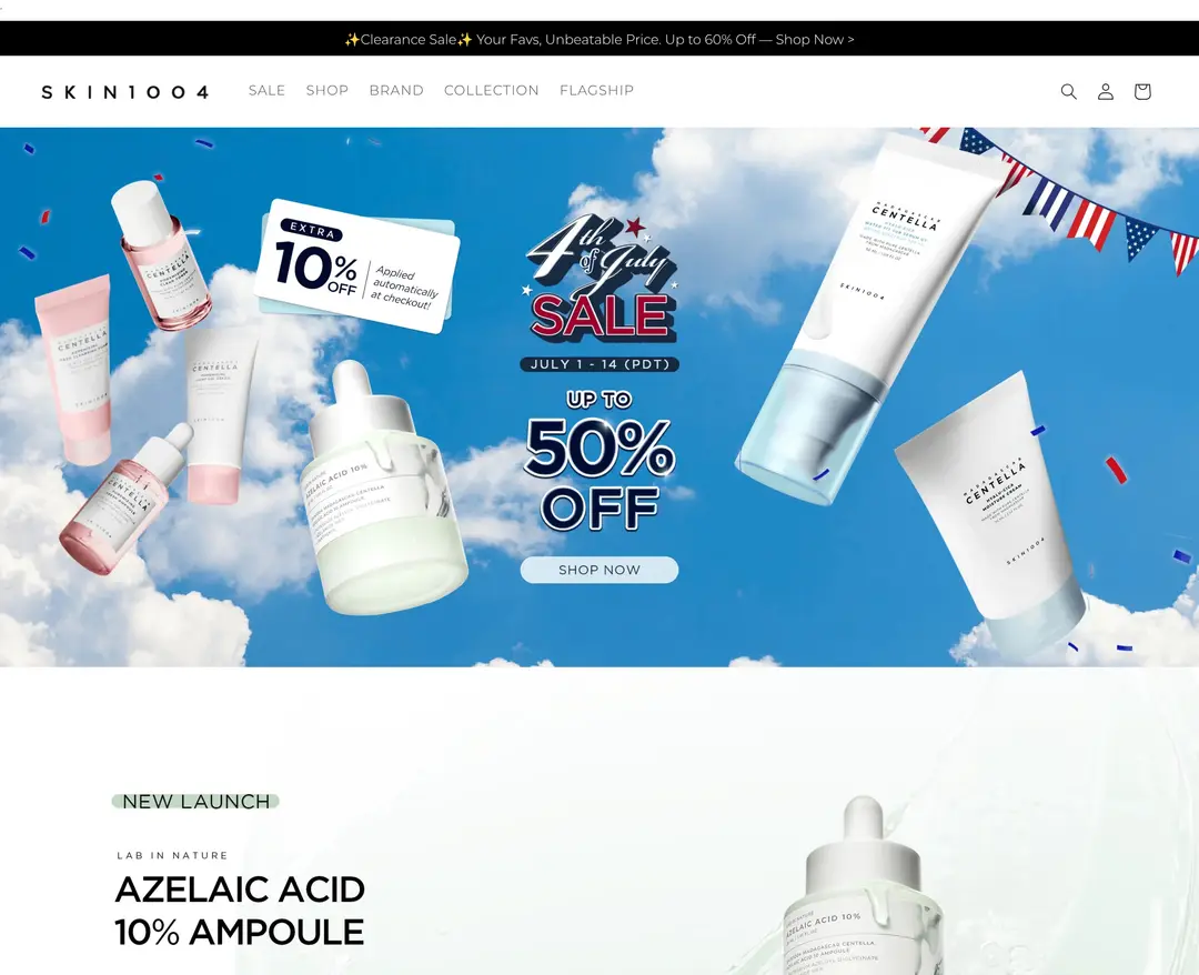 SKIN1004 — 화장품 쇼핑몰 웹사이트 디자인 레퍼런스