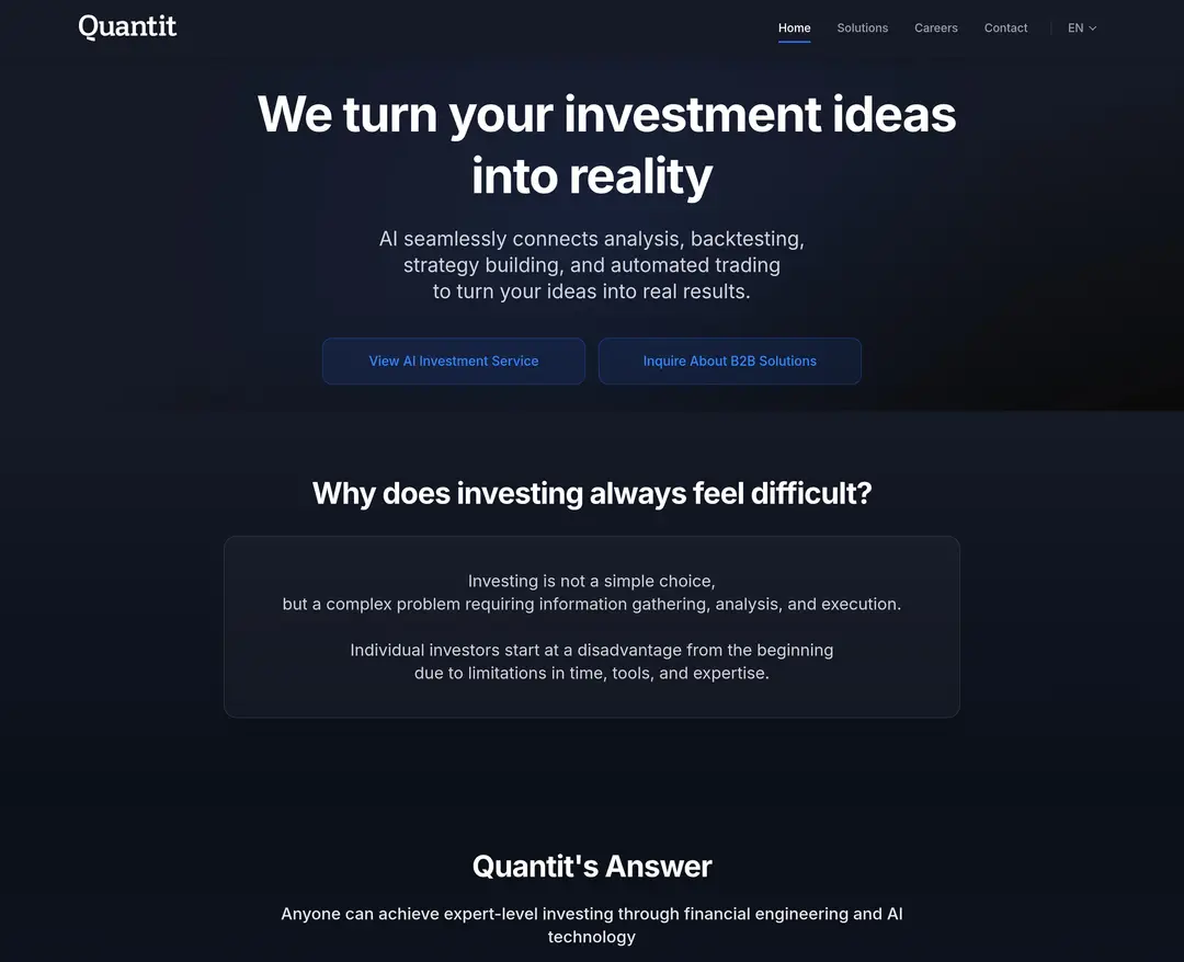 Quantit — 금융/부동산 플랫폼 웹사이트 디자인 레퍼런스