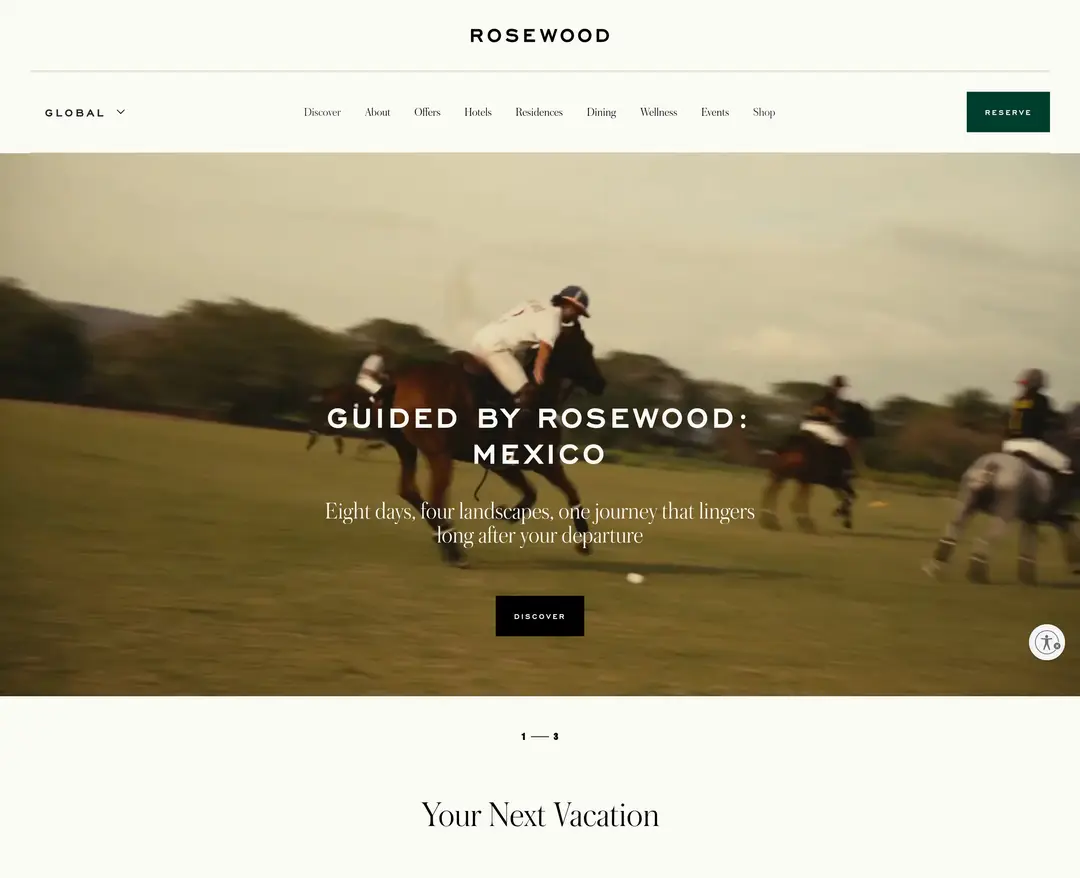 Rosewood — 여행/호텔 소개 웹사이트 디자인 레퍼런스