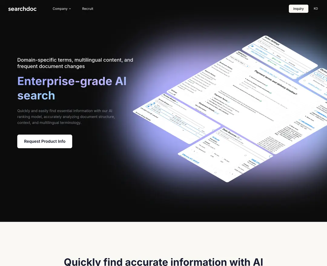 SearchDoc — IT/스타트업 플랫폼 웹사이트 디자인 레퍼런스