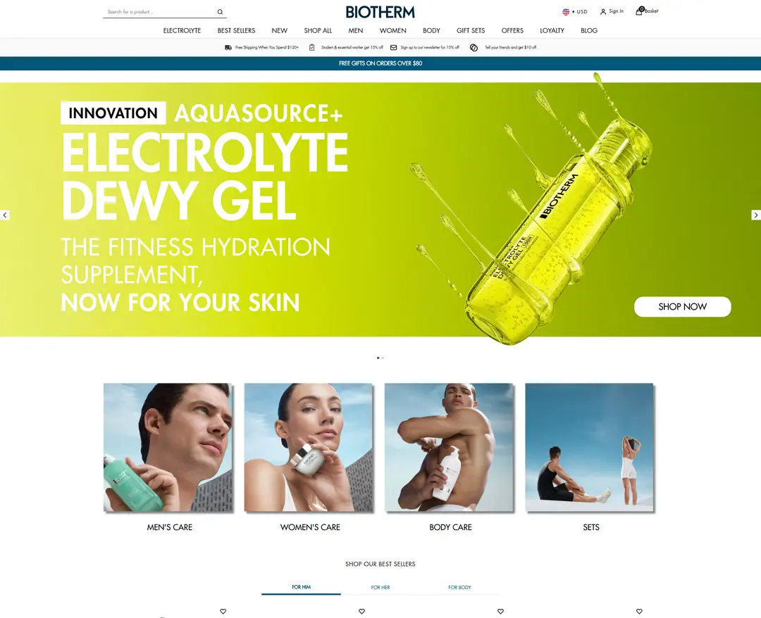 Biotherm — 화장품 쇼핑몰 웹사이트 디자인 레퍼런스