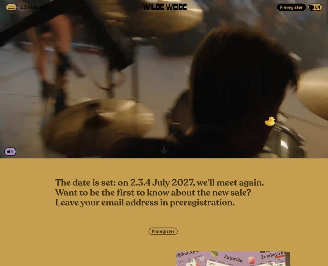 Wilde Weide Festival — 기타 소개 웹사이트 디자인 레퍼런스
