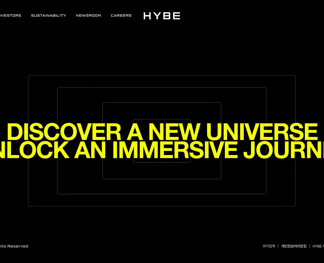HYBE — 기타 소개 웹사이트 디자인 레퍼런스