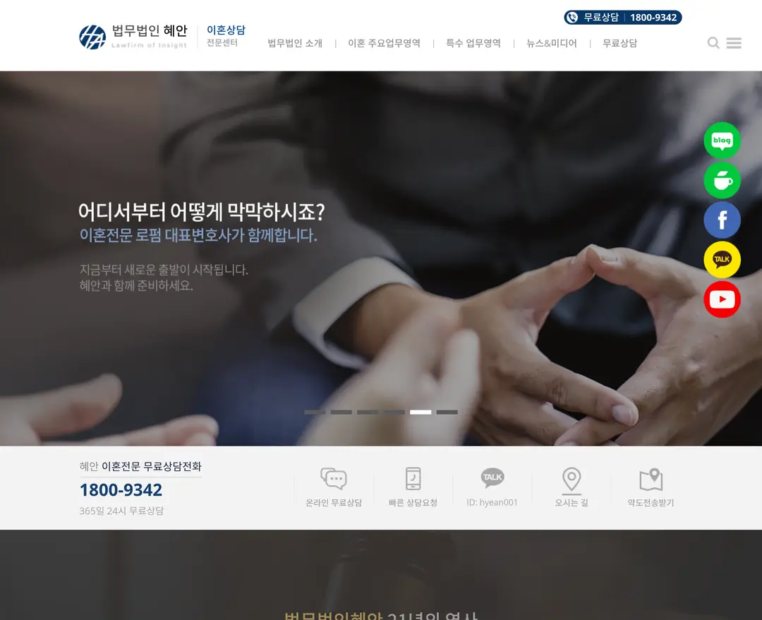 법무법인 혜안 — 법률/세무 소개 웹사이트 디자인 레퍼런스