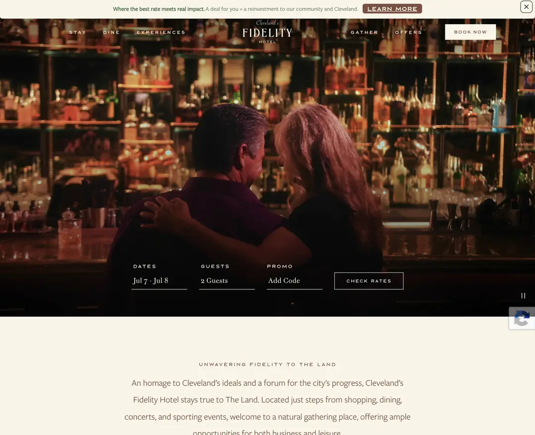 Fidelity Hotels — 여행/호텔 소개 웹사이트 디자인 레퍼런스