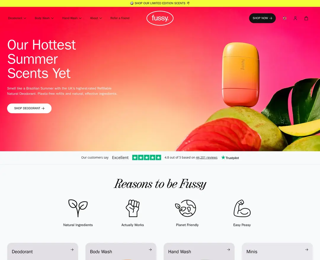 Fussy — 화장품 쇼핑몰 웹사이트 디자인 레퍼런스