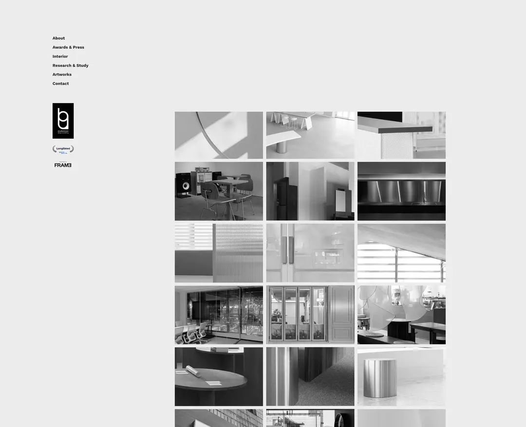 studiohoon — 인테리어/가구 포트폴리오 웹사이트 디자인 레퍼런스