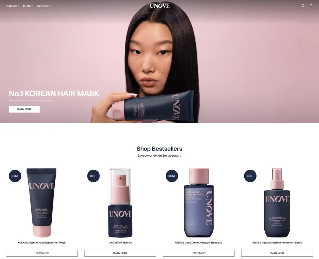 UNOVE — 화장품 쇼핑몰 웹사이트 디자인 레퍼런스