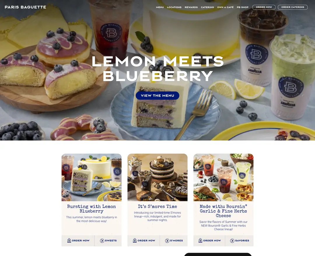 Paris Baguette — 카페/음식 소개 웹사이트 디자인 레퍼런스