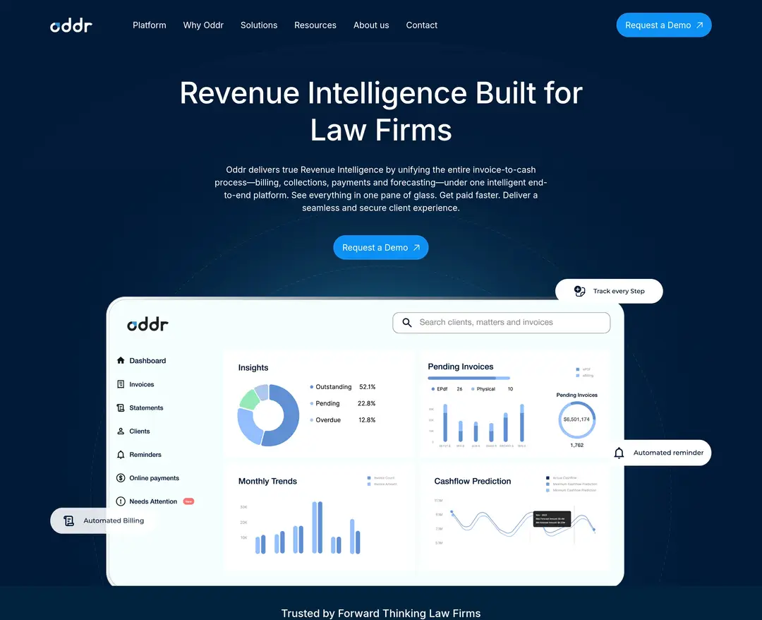 Oddr — 법률/세무 플랫폼 웹사이트 디자인 레퍼런스