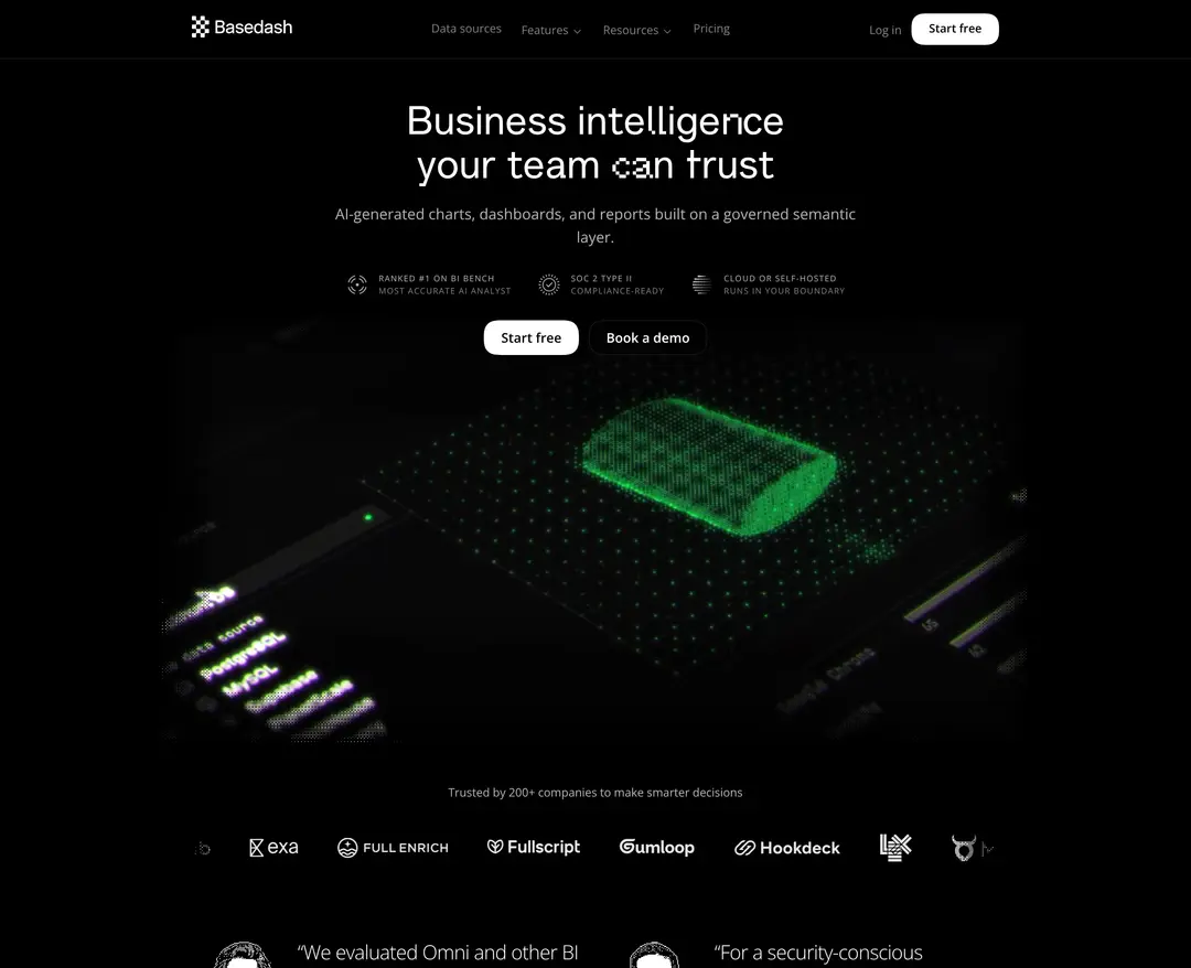 Basedash — IT/스타트업 플랫폼 웹사이트 디자인 레퍼런스