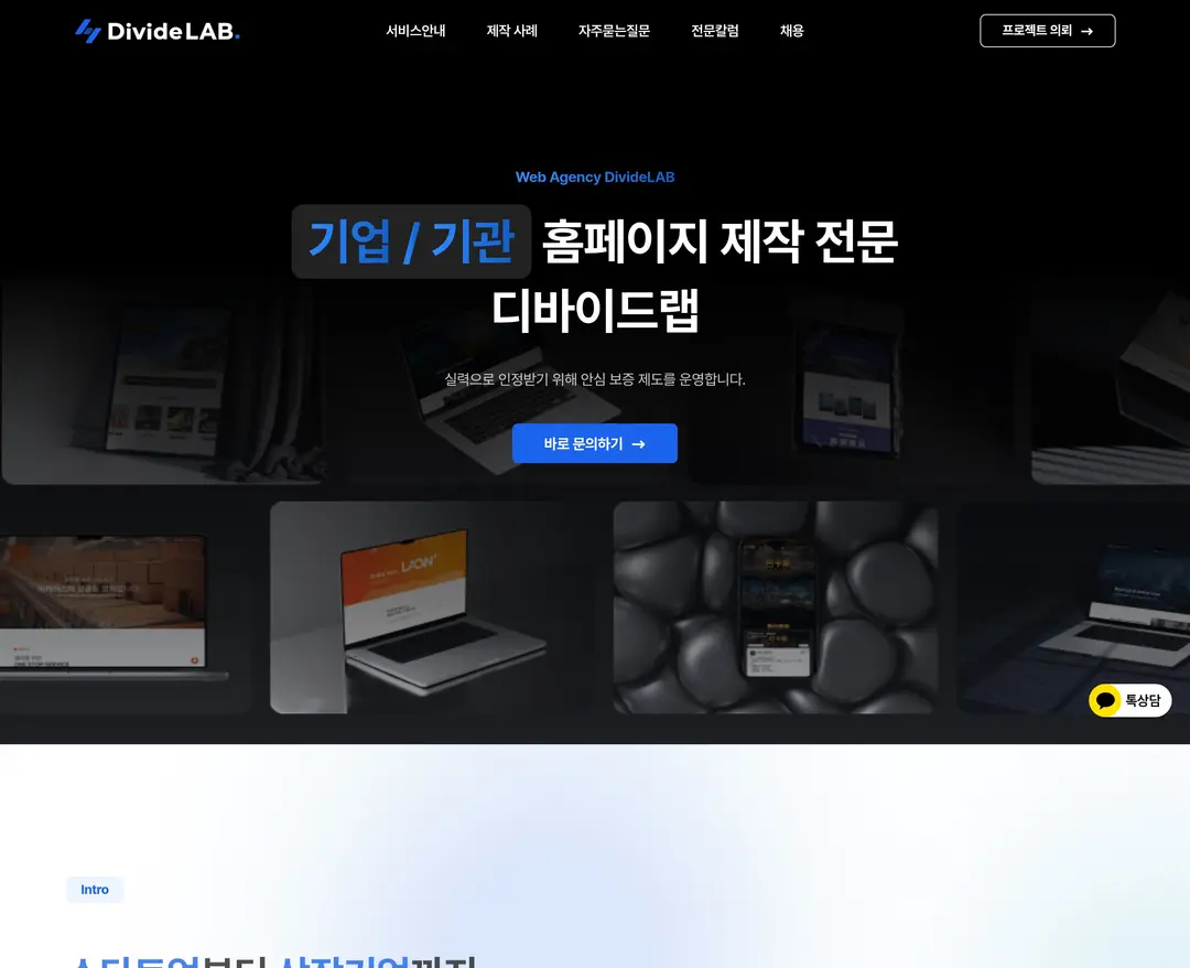 디바이드랩 — 기타 소개 웹사이트 디자인 레퍼런스