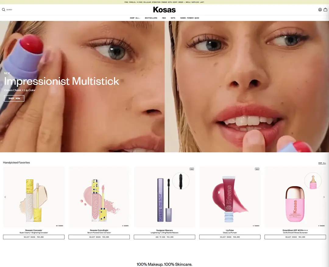 Kosas Cosmetics — 화장품 쇼핑몰 웹사이트 디자인 레퍼런스