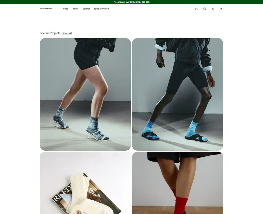 SOCKSSS — 패션 쇼핑몰 웹사이트 디자인 레퍼런스