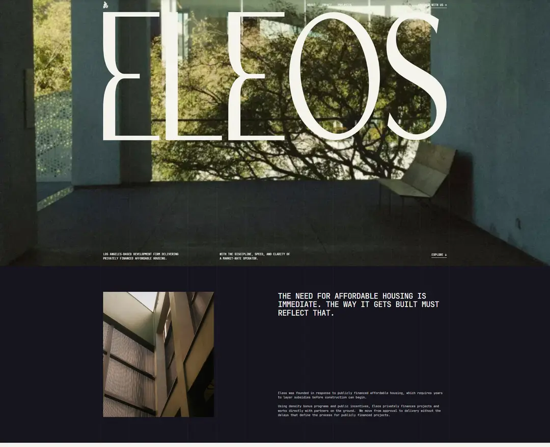 Eleos — 금융/부동산 소개 웹사이트 디자인 레퍼런스
