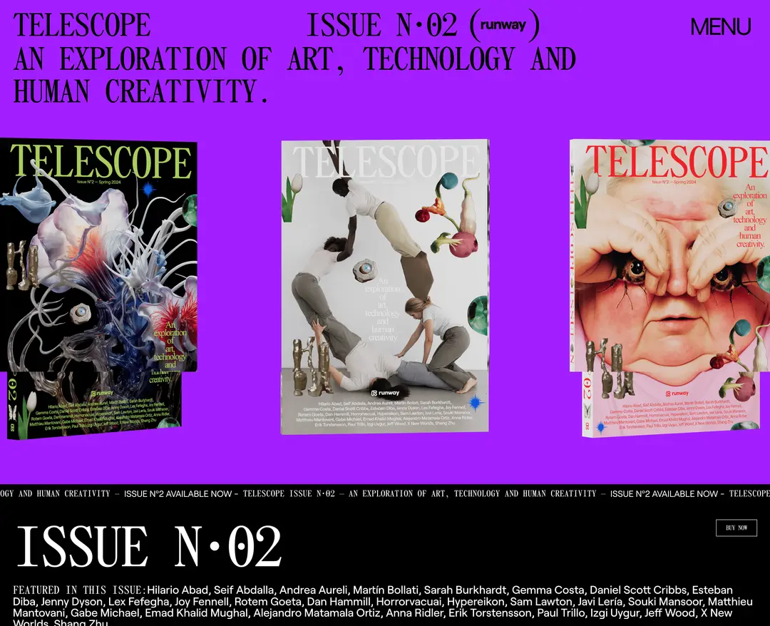 Telescope Magazine — 기타 콘텐츠 웹사이트 디자인 레퍼런스