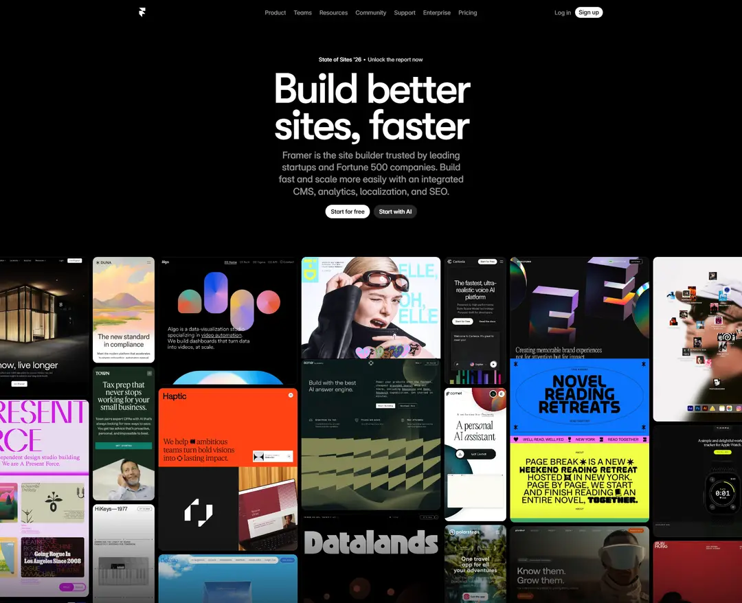 Framer — IT/스타트업 플랫폼 웹사이트 디자인 레퍼런스