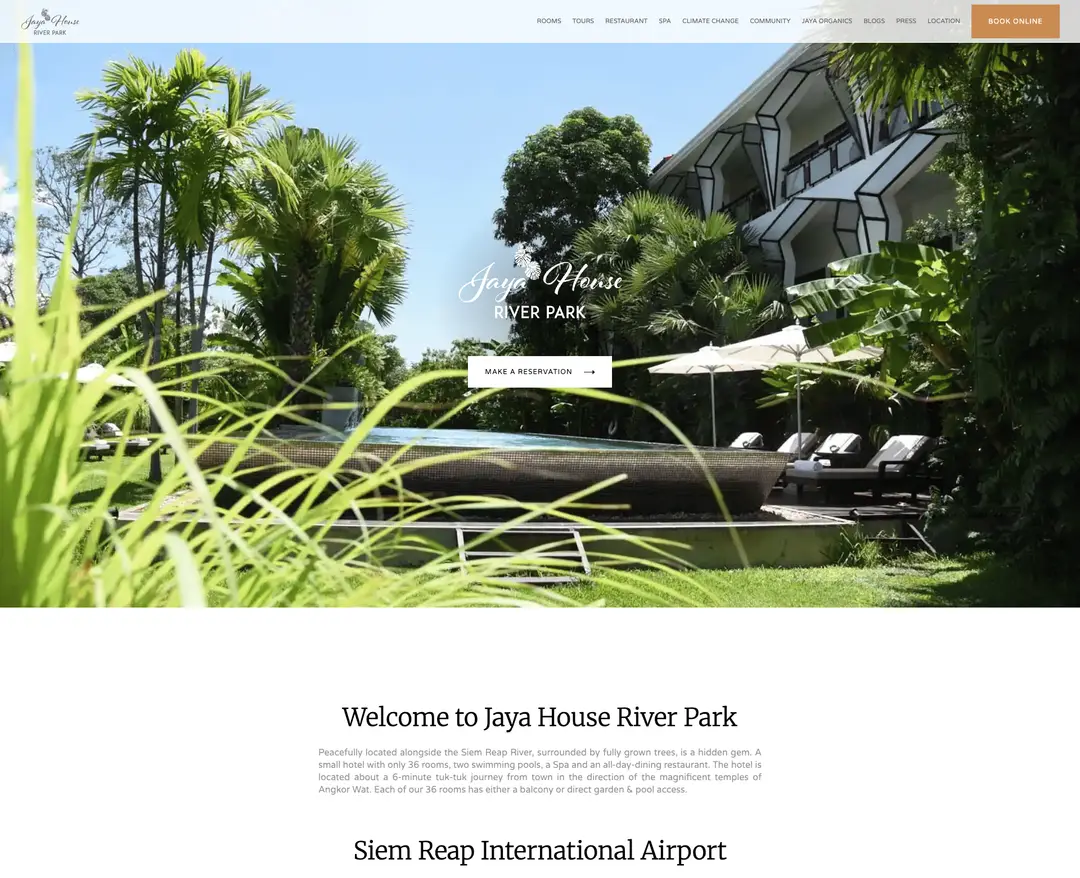 Jaya House River Park — 여행/호텔 소개 웹사이트 디자인 레퍼런스