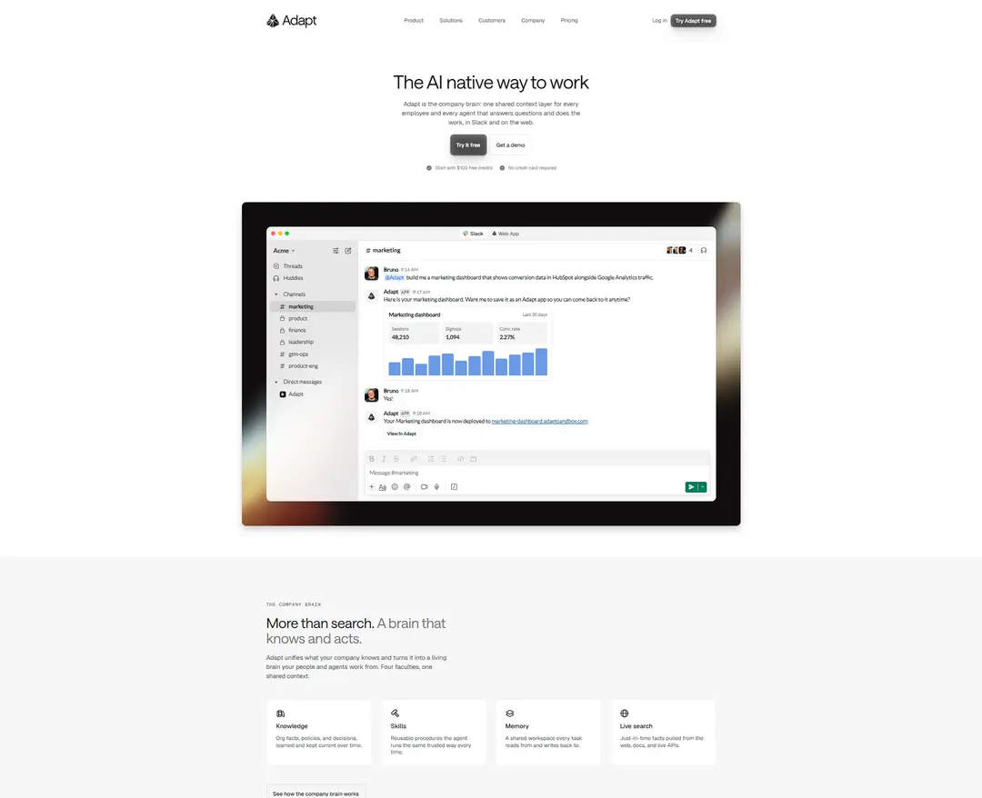 Adapt — IT/스타트업 플랫폼 웹사이트 디자인 레퍼런스