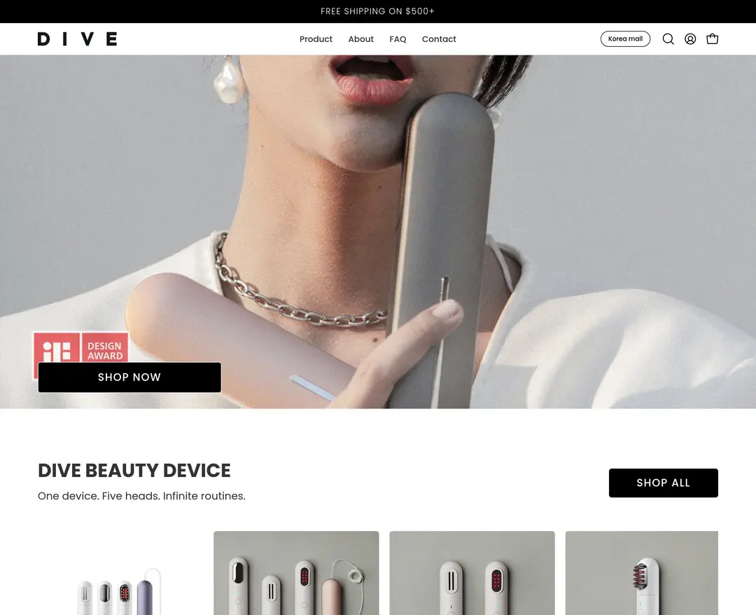 DIVE — 화장품 쇼핑몰 웹사이트 디자인 레퍼런스
