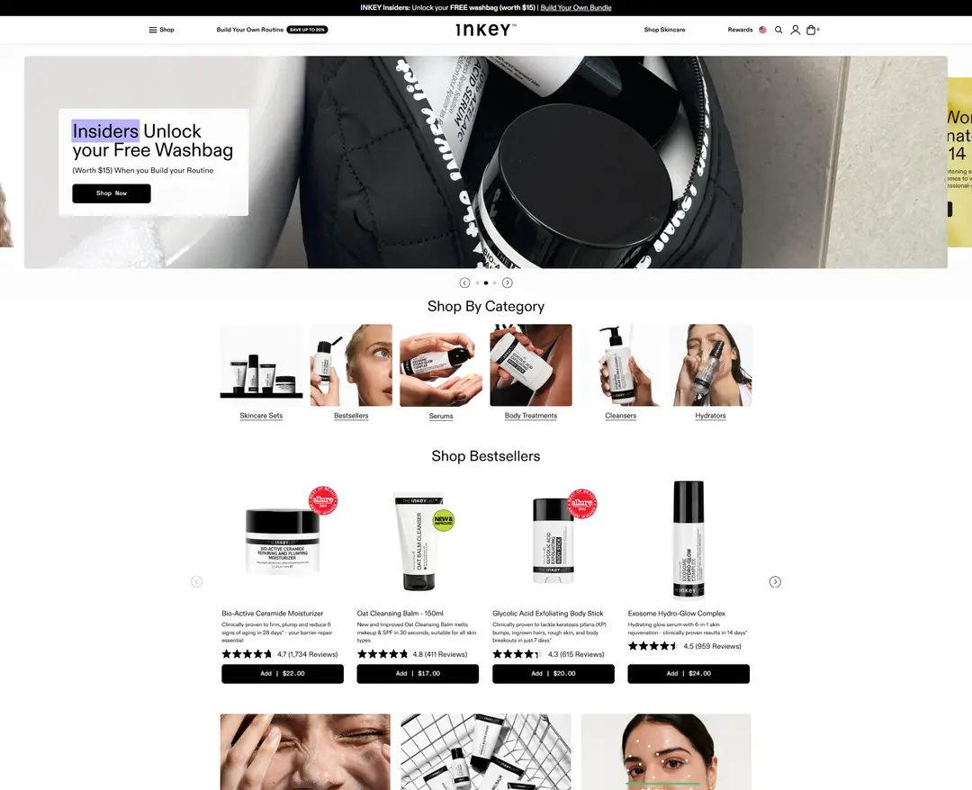 INKEY USA — 화장품 쇼핑몰 웹사이트 디자인 레퍼런스