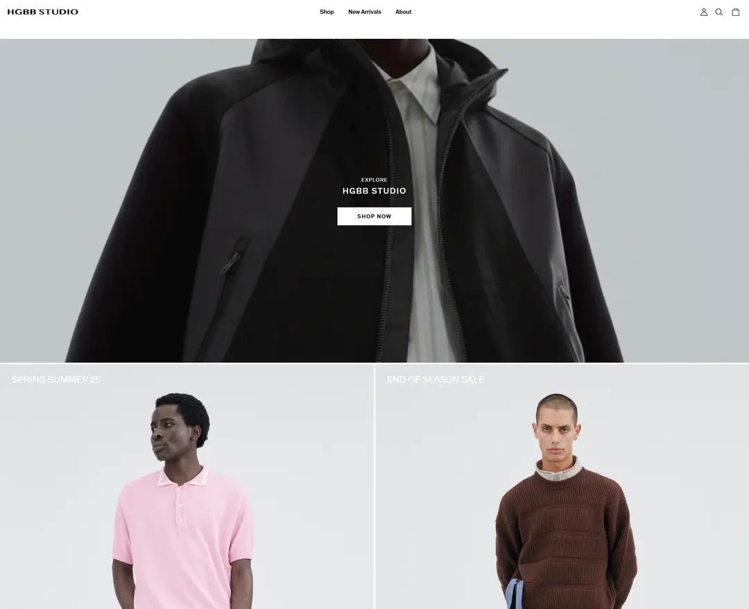 HGBB STUDIO — 패션 쇼핑몰 웹사이트 디자인 레퍼런스