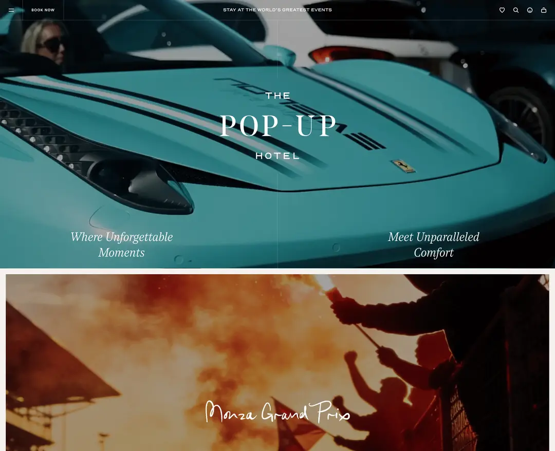 The Pop-Up Hotel — 여행/호텔 플랫폼 웹사이트 디자인 레퍼런스