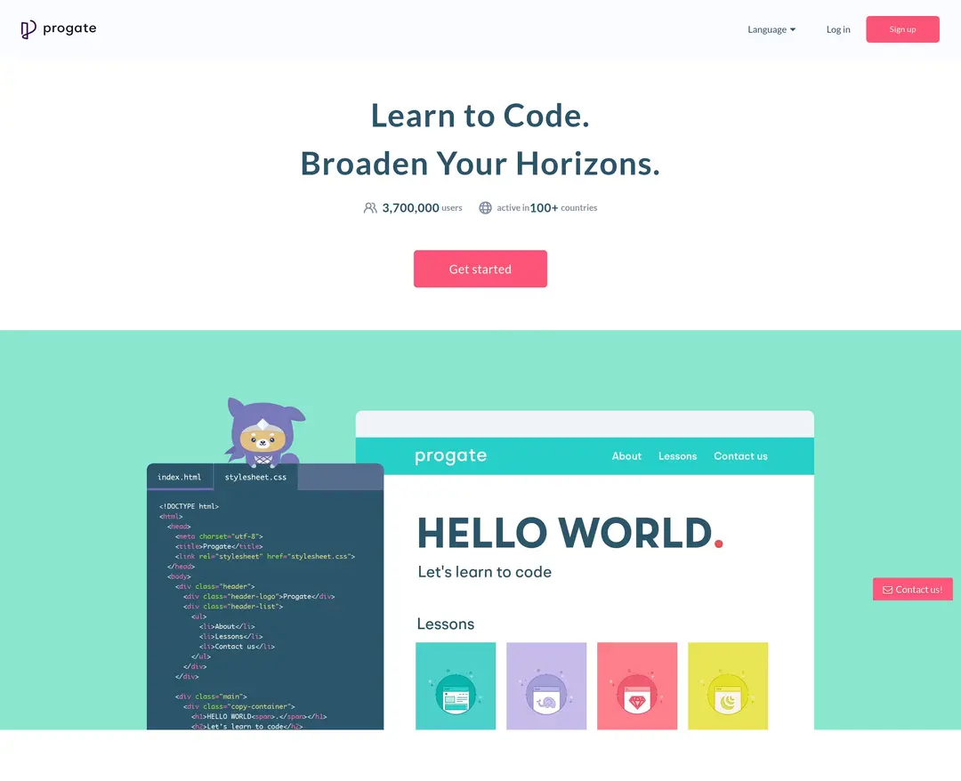 Progate — 교육 플랫폼 웹사이트 디자인 레퍼런스