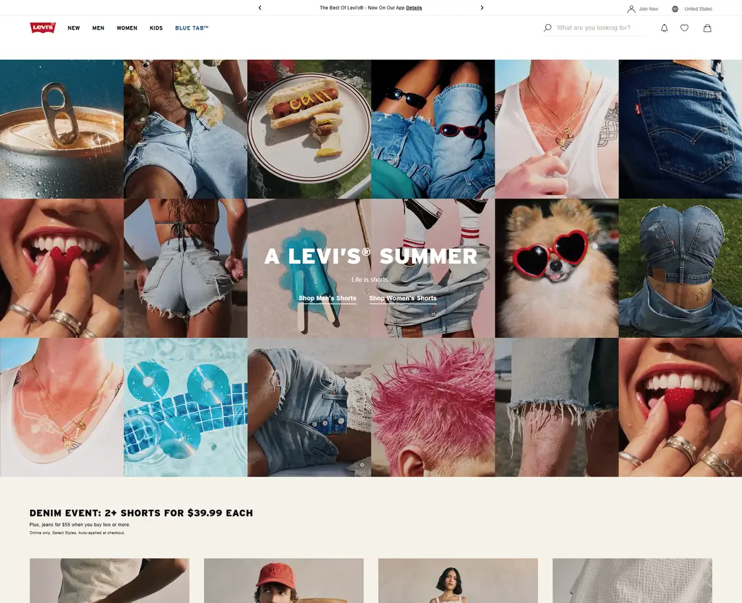 Levi's — 패션 쇼핑몰 웹사이트 디자인 레퍼런스