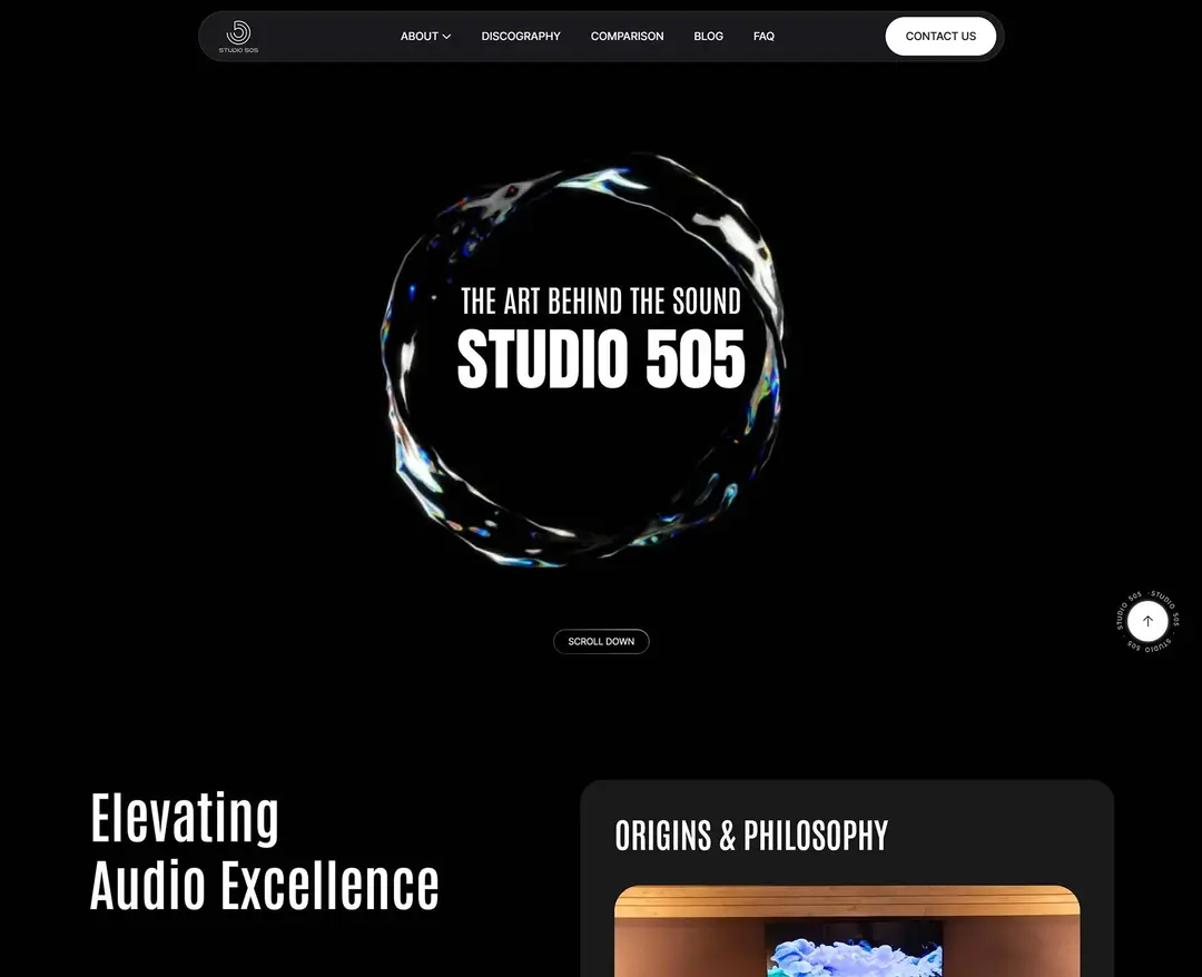 STUDIO505 — 기타 소개 웹사이트 디자인 레퍼런스