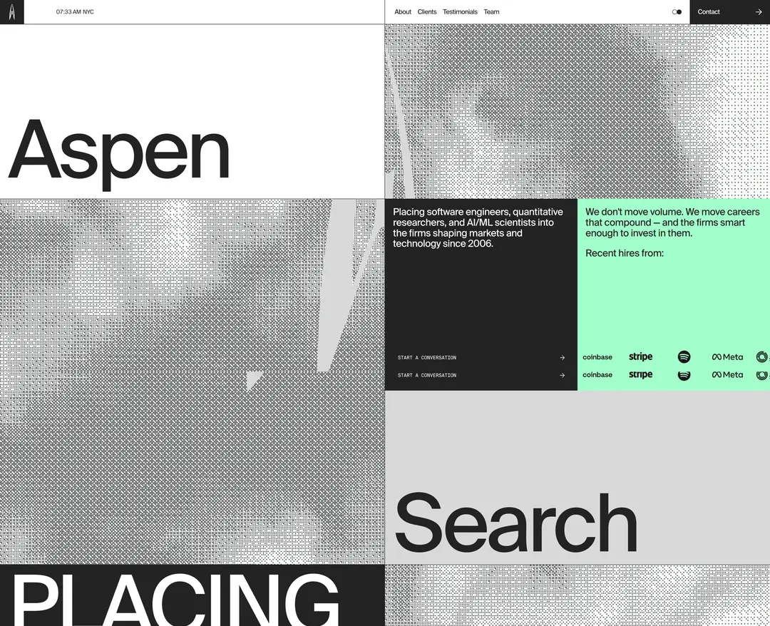 Aspen Search — 기타 소개 웹사이트 디자인 레퍼런스