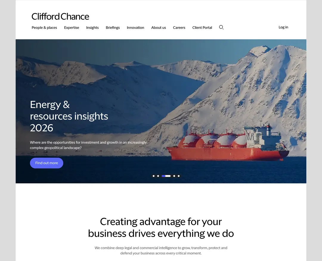 Clifford Chance — 법률/세무 소개 웹사이트 디자인 레퍼런스