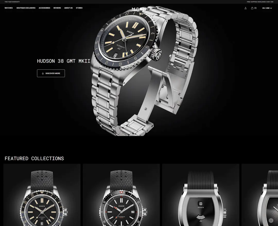MAEN Watches — 패션 쇼핑몰 웹사이트 디자인 레퍼런스
