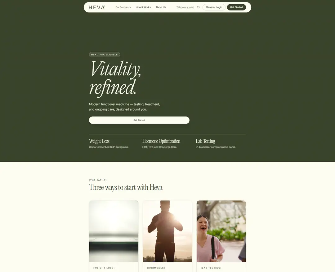 Heva Health — 병원/의료 소개 웹사이트 디자인 레퍼런스
