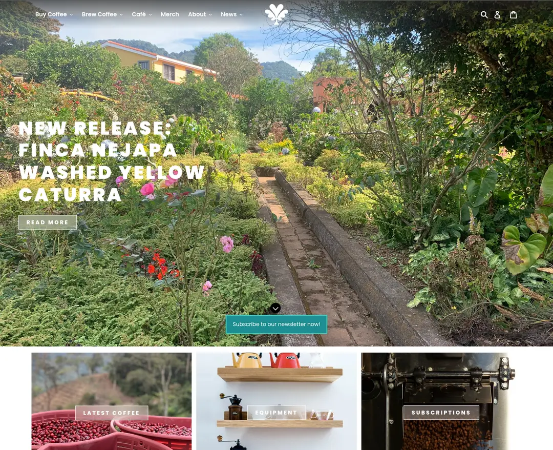 Drop Coffee Roasters — 카페/음식 쇼핑몰 웹사이트 디자인 레퍼런스