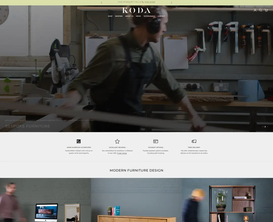 KODA Studios — 인테리어/가구 쇼핑몰 웹사이트 디자인 레퍼런스