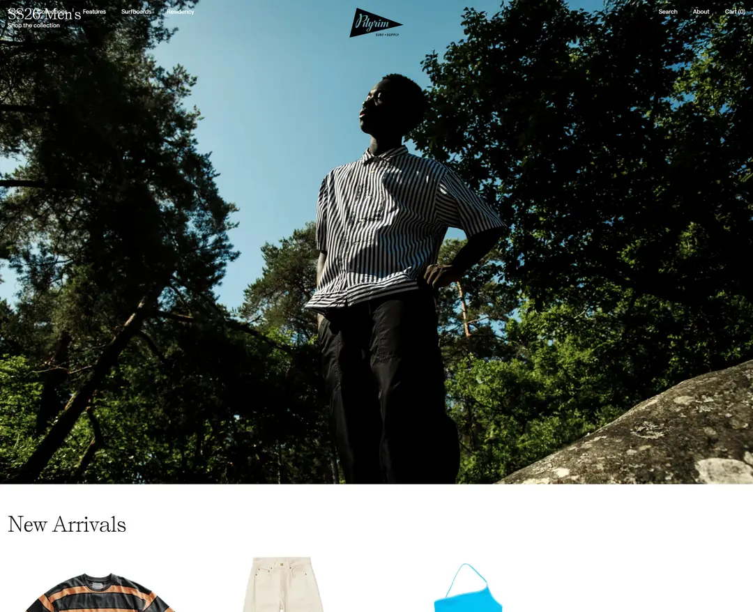Pilgrim Surf+Supply — 패션 쇼핑몰 웹사이트 디자인 레퍼런스