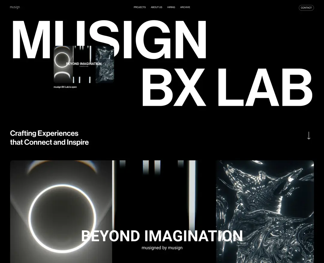 musign BX LAB — 기타 포트폴리오 웹사이트 디자인 레퍼런스