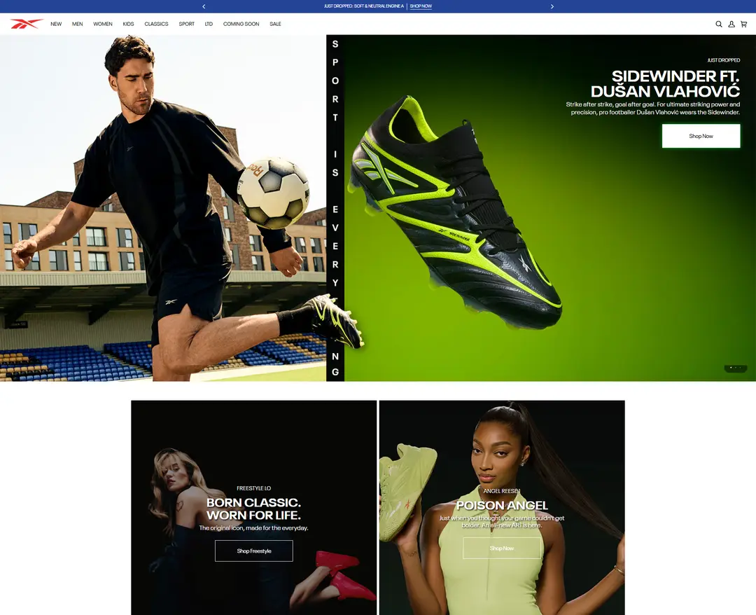 Reebok — 패션 쇼핑몰 웹사이트 디자인 레퍼런스