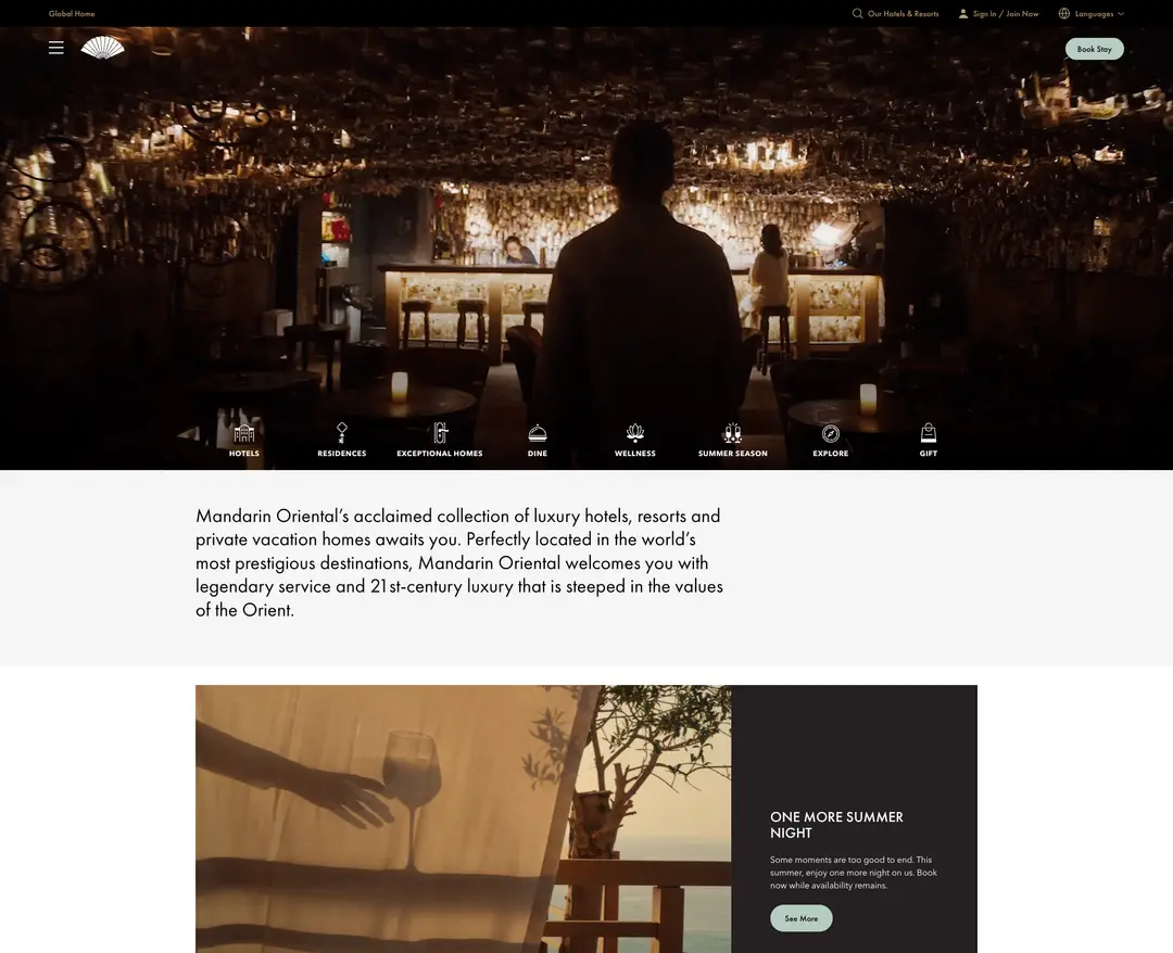 Mandarin Oriental — 여행/호텔 소개 웹사이트 디자인 레퍼런스