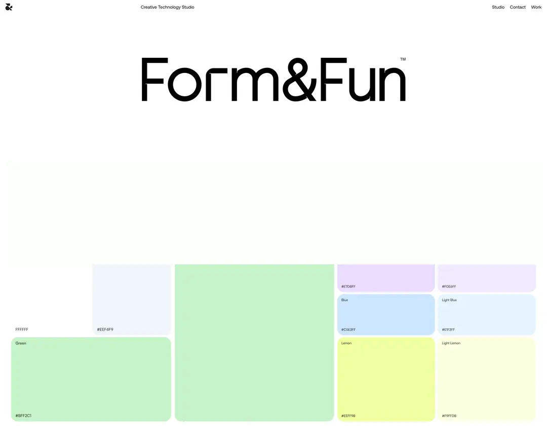 Form&Fun Studio — 기타 포트폴리오 웹사이트 디자인 레퍼런스