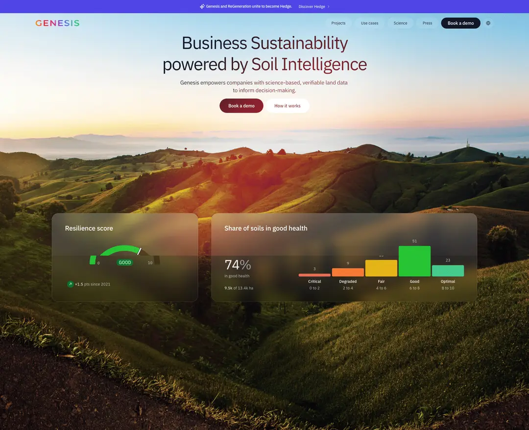 Genesis Soil Intelligence — 기타 플랫폼 웹사이트 디자인 레퍼런스