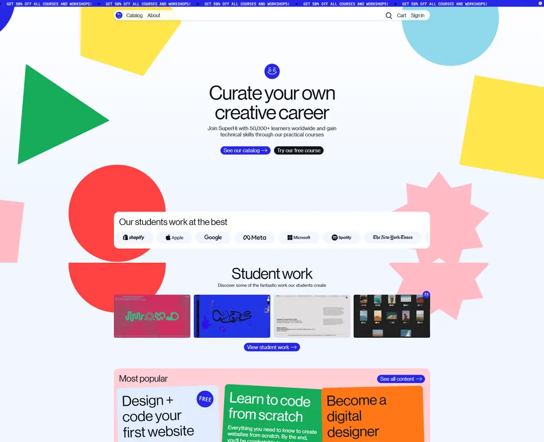 SuperHi — 교육 플랫폼 웹사이트 디자인 레퍼런스