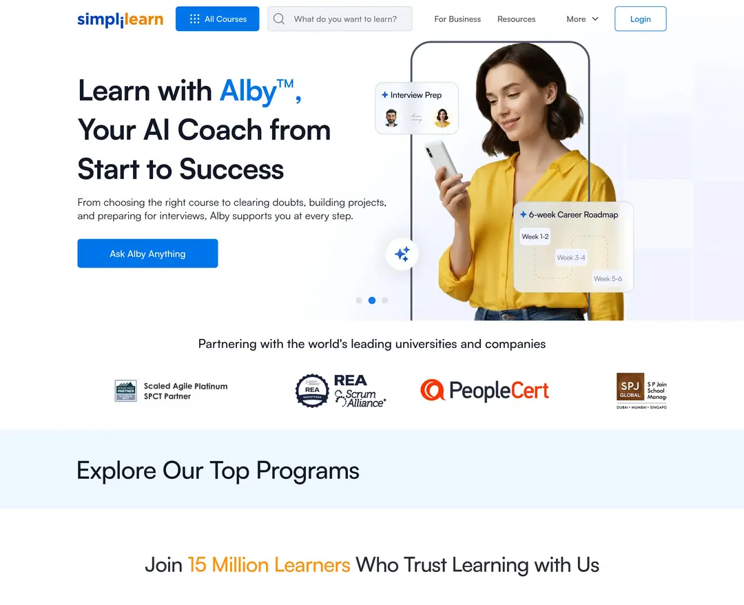 Simplilearn — 교육 플랫폼 웹사이트 디자인 레퍼런스