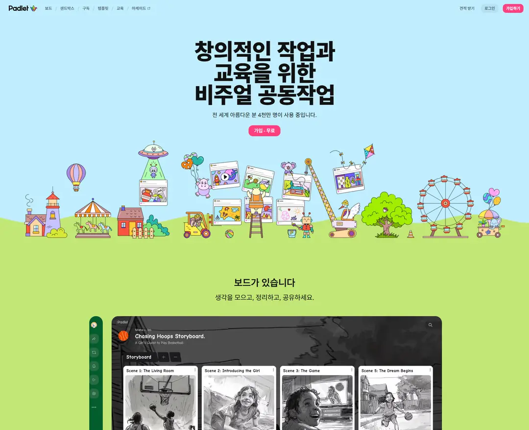 Padlet — 기타 플랫폼 웹사이트 디자인 레퍼런스