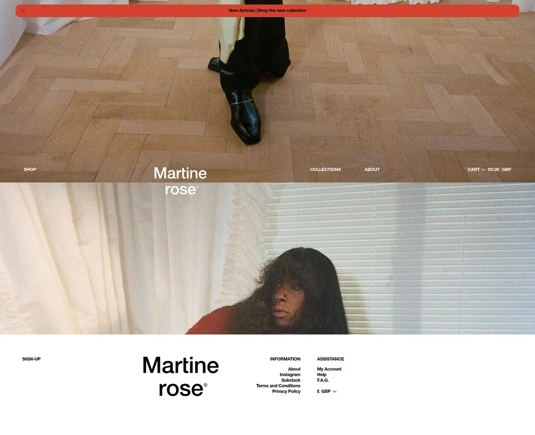 Martine Rose — 패션 쇼핑몰 웹사이트 디자인 레퍼런스