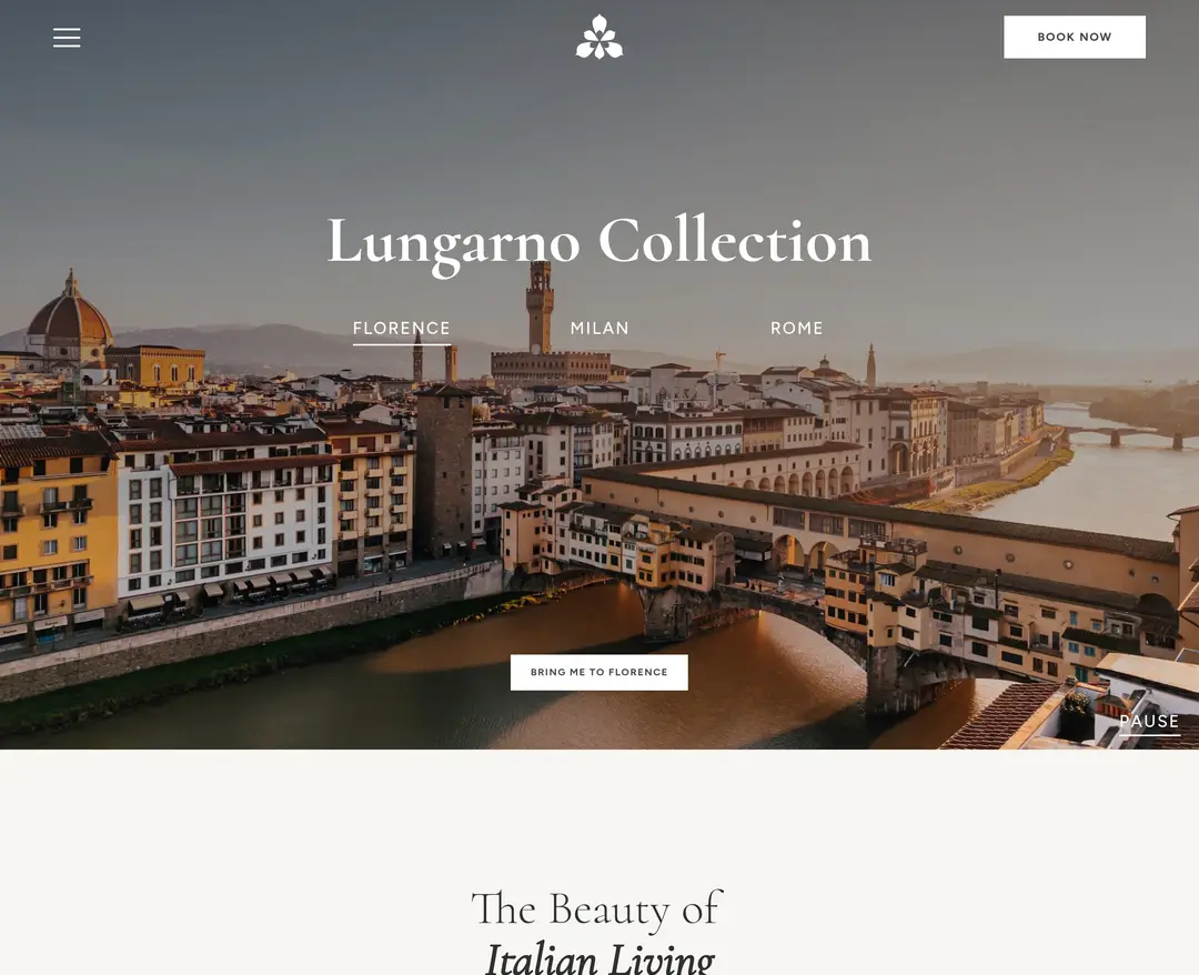 Lungarno Collection — 여행/호텔 소개 웹사이트 디자인 레퍼런스
