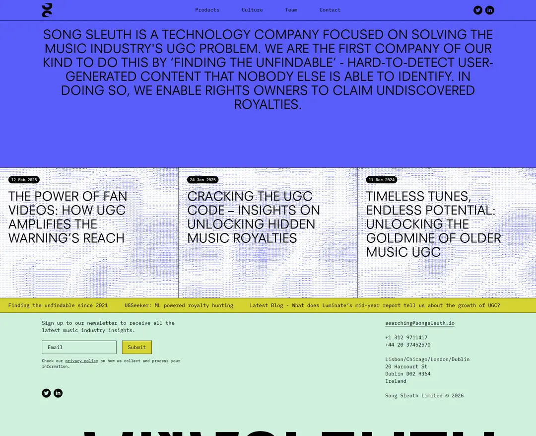 Song Sleuth — IT/스타트업 플랫폼 웹사이트 디자인 레퍼런스